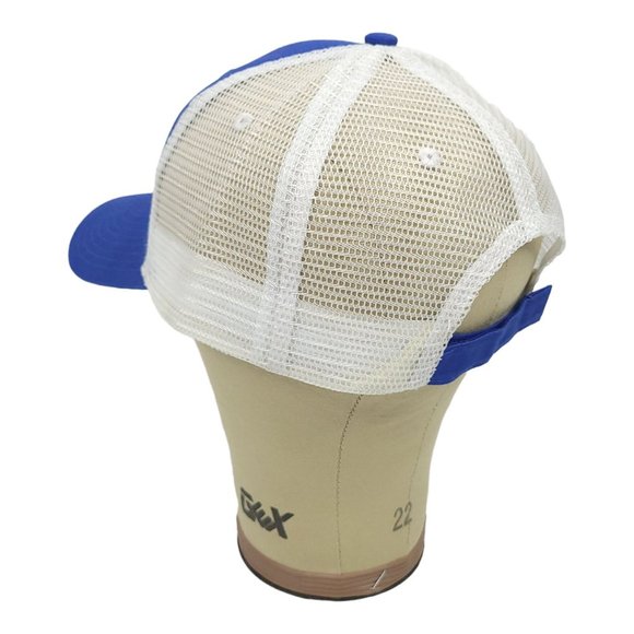 Omega Motion Mesh Strapback Cap Trucker Baseball Hat Vitronic Blue White - Picture 8 of 12